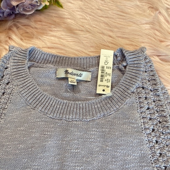 NWT Madewell Crochet-Trim Crop Sweater Tank in Distant Peri sz XS - Picture 4 of 11